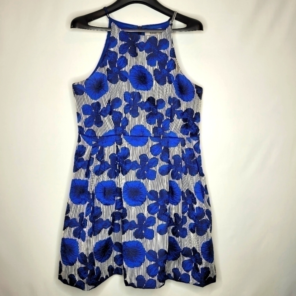 Badgley Mischka Liliana Blue Floral Dress - Picture 4 of 12